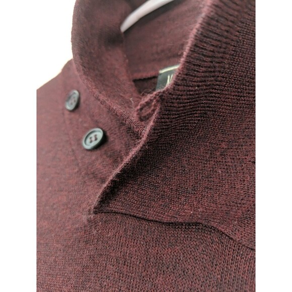 Neiman Marcus Merino Wool Blend 2 Button Loop Closure Burgundy Pullover Size L - Picture 3 of 12